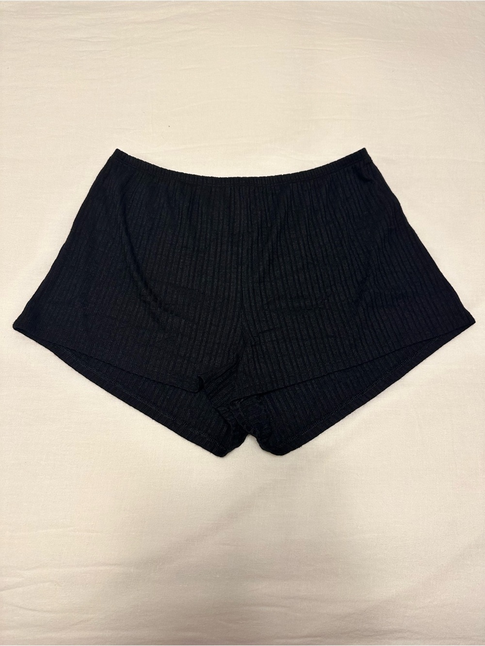 Women's Black Ribbed Lounge Shorts